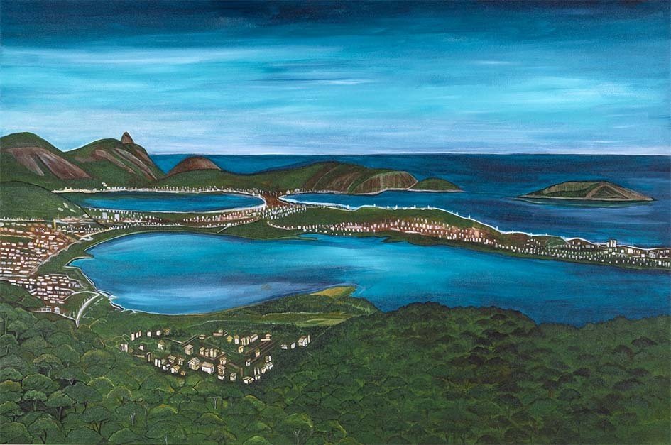 Lagoa de Piratininga em pintura de Elza Suzuki