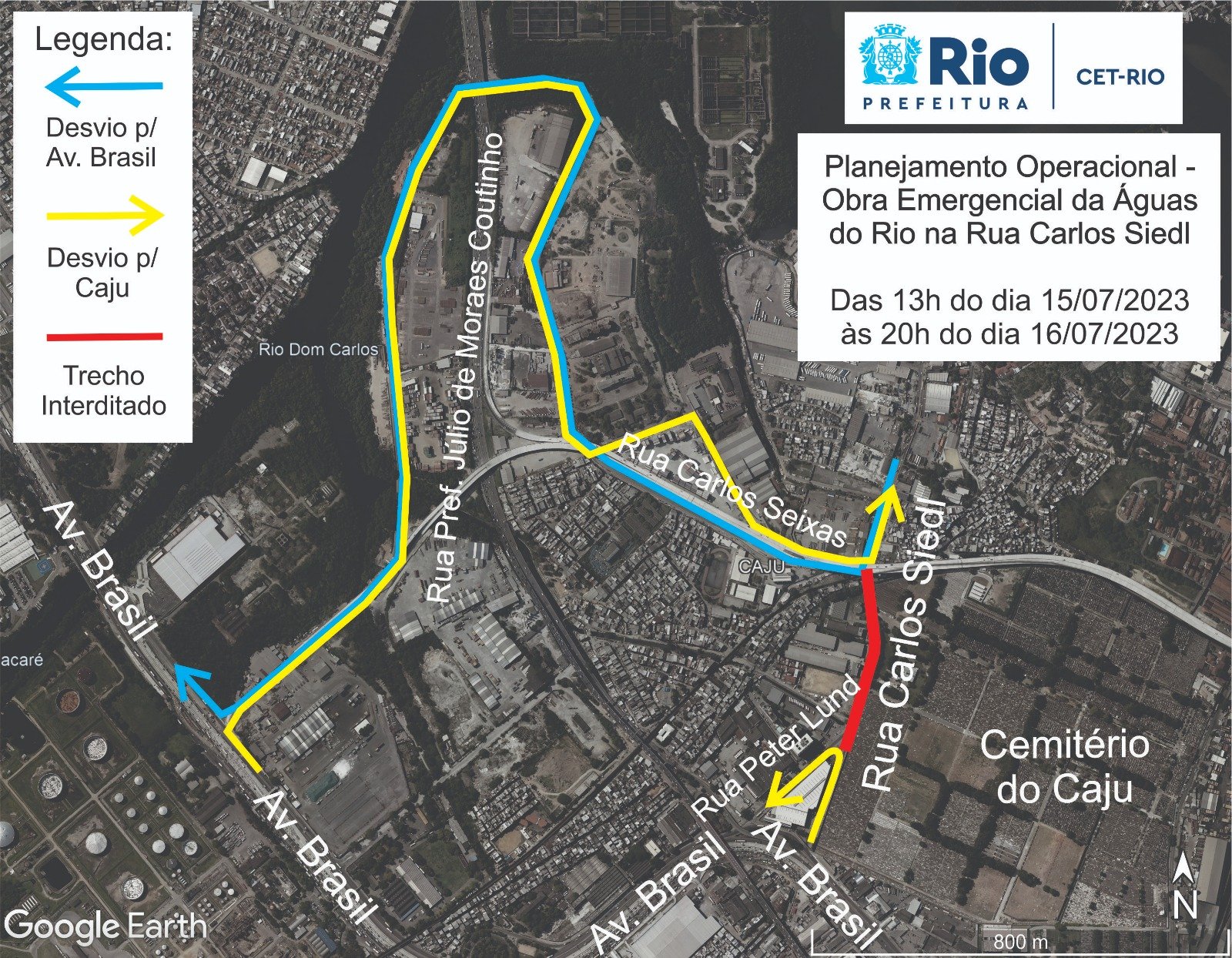 Via do bairro Caju terá fechamento total para obra emergencial no fim de semana