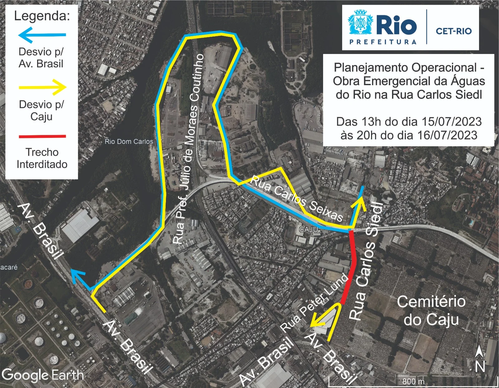 Via do bairro Caju terá fechamento total para obra emergencial no fim de semana
