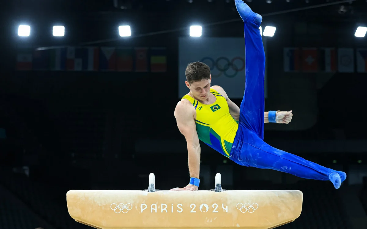 Diogo Soares na final da ginástica em Paris 2024