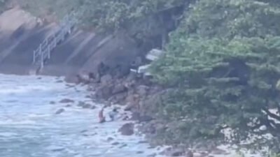 Parapente descontrolado cai no mar na Zona Sul - Vídeo