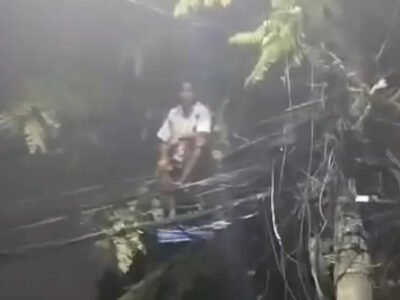 Homem tenta furtar cabos elétricos e é encurralado por moradores - Vídeo