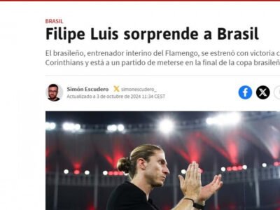 Flamengo: Mídia europeia destaca estreia de Filipe Luís