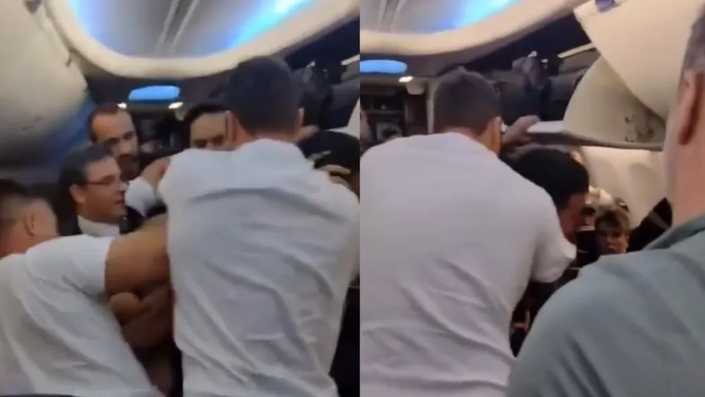 Passageiro tenta abrir porta do avião antes do pouso - Vídeo