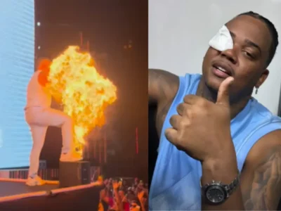 Rapper se queima durante show na Sapucaí - Vídeo