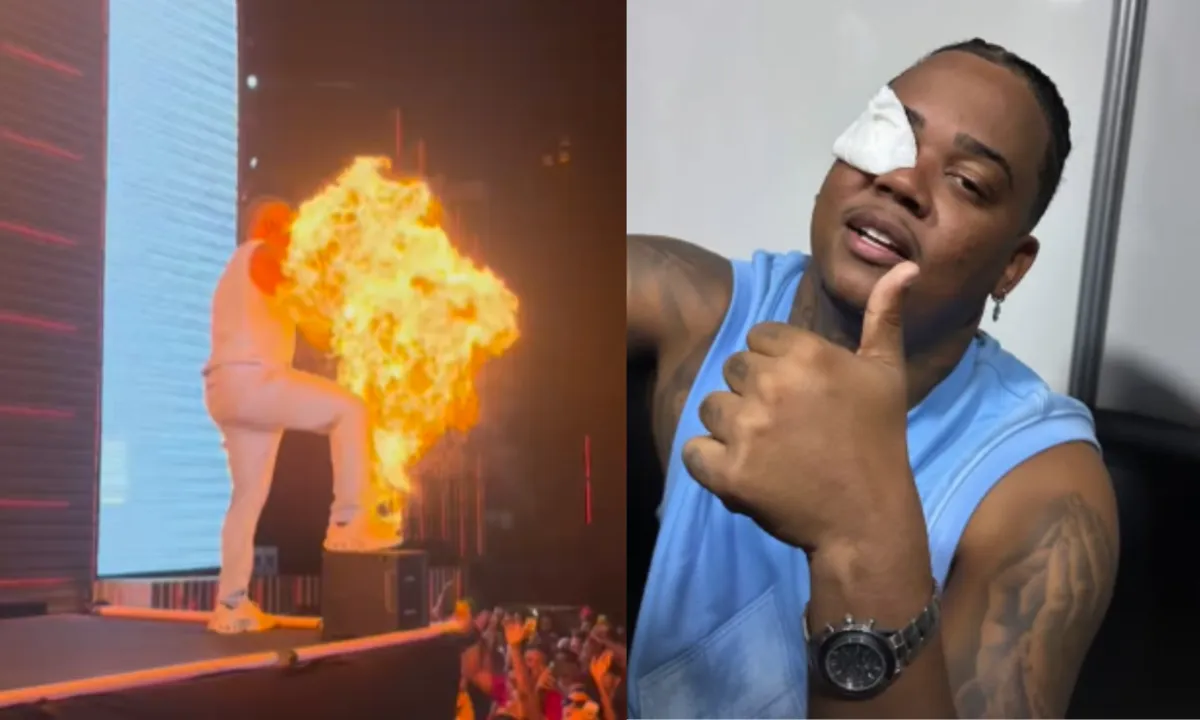 Rapper se queima durante show na Sapucaí - Vídeo