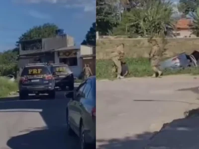 Suspeito cai dentro de valão durante perseguição e é preso