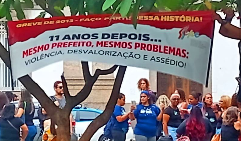 greve de professores no rio Greve dos professores do Rio reúne manifestantes no Centro para pressionar vereadores a retirarem o PLC 186/2024 da pauta.