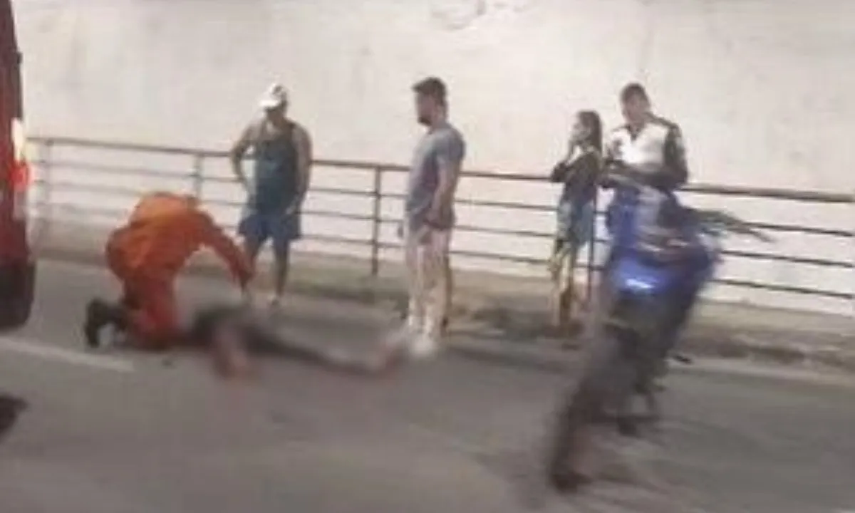 Motociclista sofre queda no túnel de Niterói