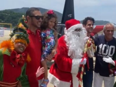 Papai Noel chega na Praia de Icaraí e encanta Niterói com a magia natalina