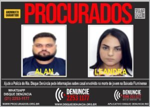 Disque Denúncia solicita ajuda para localizar casal suspeito de homicídio na Baixada Fluminense
