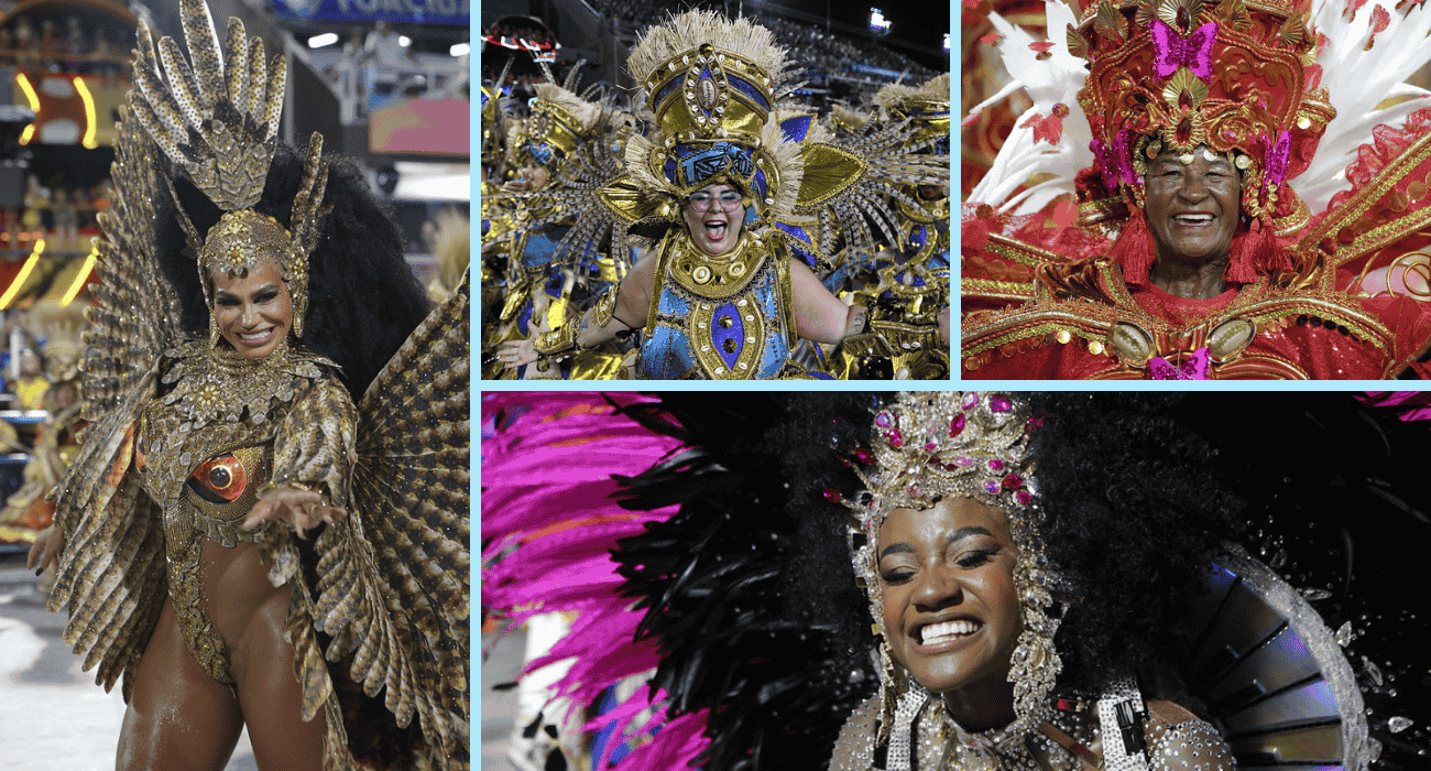 Beija-Flor derrama emoção na Sapucaí em desfile marcado por nostalgia no Carnaval 2025 - Sorriso alegre do sambista - Riorur - Tata Barreto e Alex Ferro a arte FL