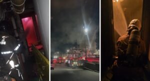 Bombeiros combatendo incêndio em estaleiro de Niterói veja imagens