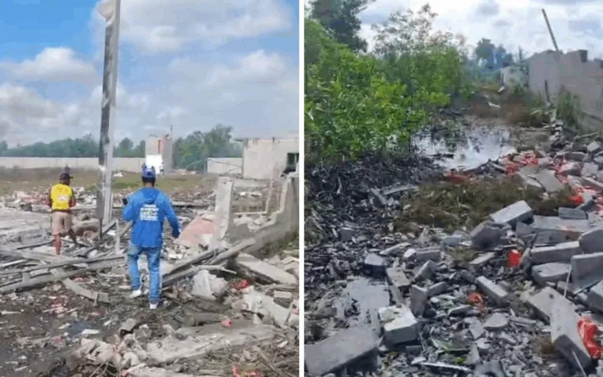Homem ferido sendo resgatado após explosão em fábrica de inflamáveis no Espírito Santo