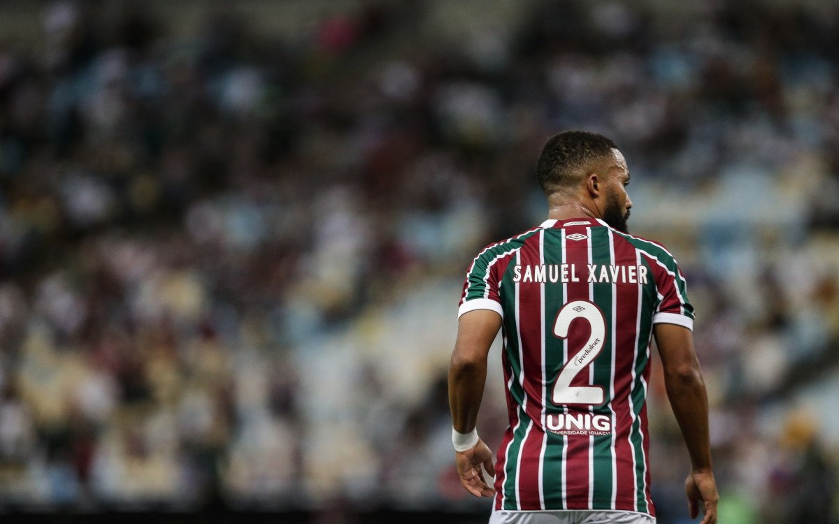 Samuel Xavier comemorando gol pelo Fluminense na Sul-Americana 2025