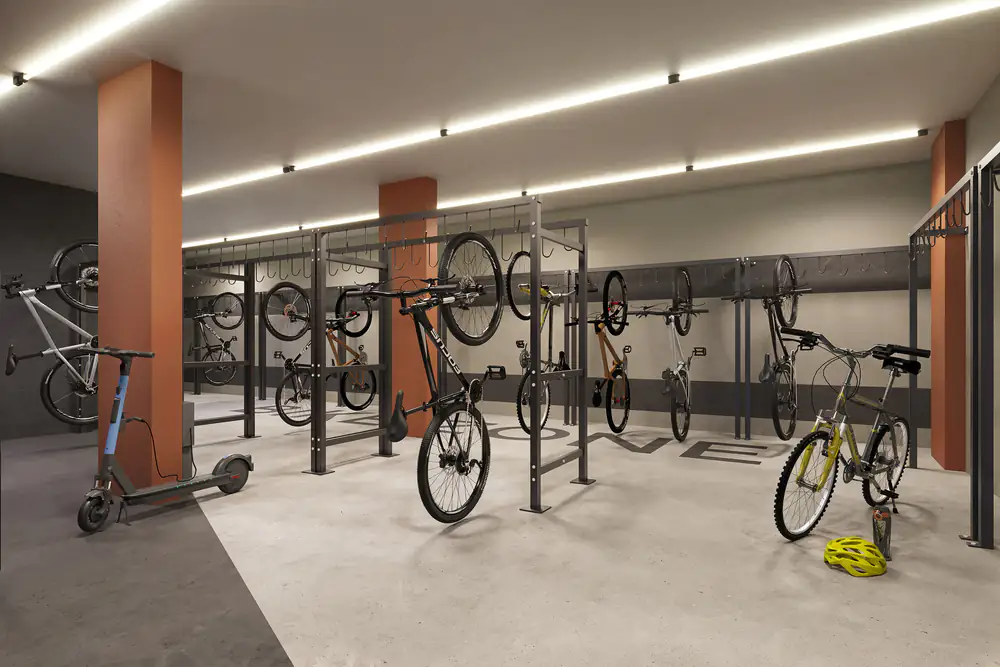 Bicicletário coberto no Sun In Studio Design com segurança e praticidade