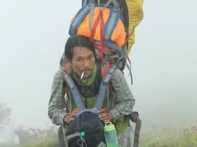 Imagem de Agam durante o resgate no Monte Rinjani