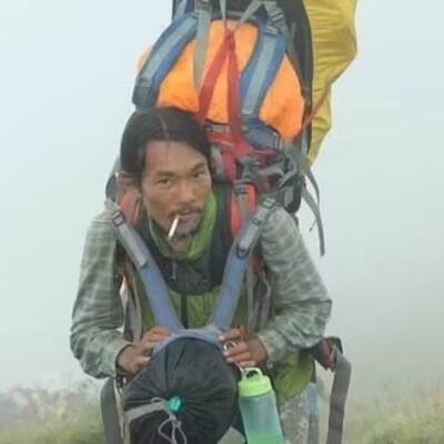 Imagem de Agam durante o resgate no Monte Rinjani
