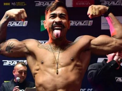 Godofredo Pepey durante combate no UFC antes de sair da organização