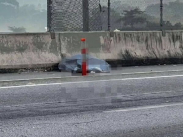 Veículo danificado após atropelamento na BR-101 em São Gonçalo