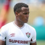 Jhon Arias comemora gol com a camisa do Fluminense durante o Mundial