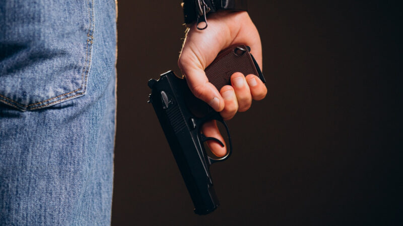 Agente da Polícia Federal durante fiscalização de armamentos no Brasil