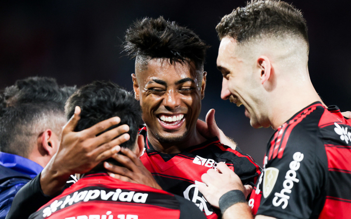 Bruno Henrique comemora gol que garantiu vitória do Flamengo no jogo de ida das oitavas de final da Libertadores 2025 contra o Internacional pelo placar de 1 a 0 no Maracanã | Gilvan de Souza/Flamengo
