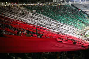 Torcida do Fluminense faz festa nas arquibancadas do Maracanã