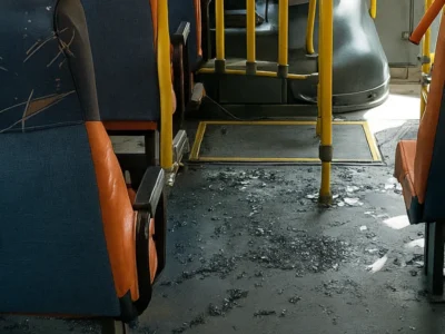 Ônibus alvejado durante ataque no Jardim Catarina