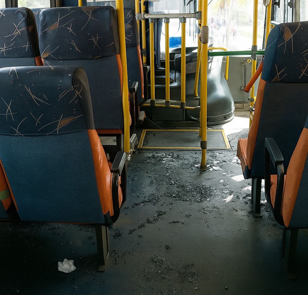 Ônibus alvejado durante ataque no Jardim Catarina