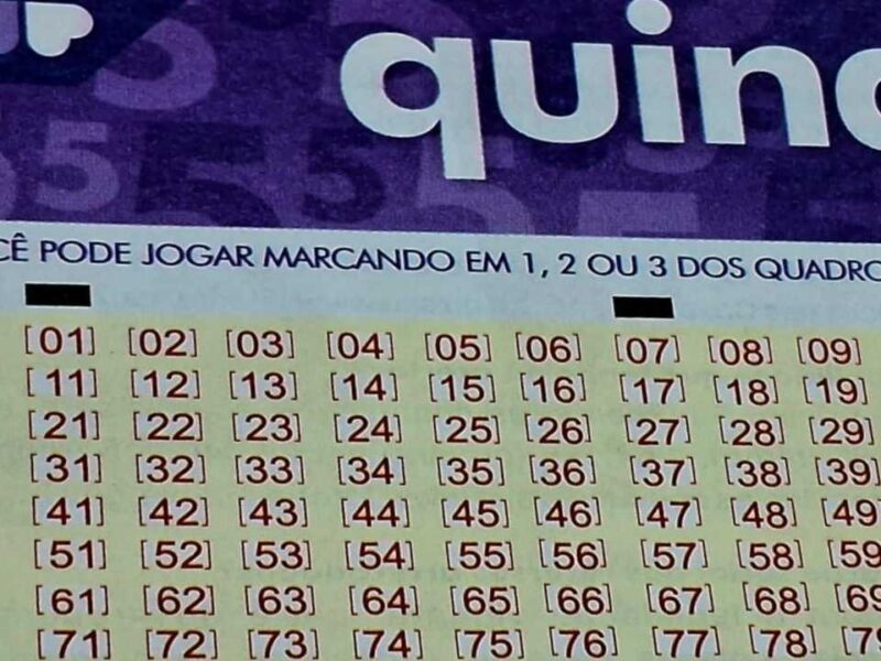 Imagem de volante da Quina, para reportagem sobre o concurso 6858 da loteria: resultado do sorteio ao vivo, dezenas e premiação de terça-feira, 21/10 - prêmio está acumulado em R$ 12 milhões