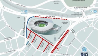 CET-Rio fará alterações no trânsito das ruas no entorno do Maracanã para o jogo Fluminense x Mirassol, no Rio de Janeiro.