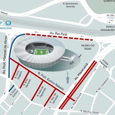 CET-Rio fará alterações no trânsito das ruas no entorno do Maracanã para o jogo Fluminense x Mirassol, no Rio de Janeiro.
