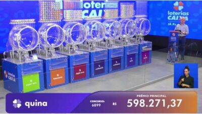 Agora: resultado e premiação da Quina, com números sorteados no concurso 6899 de quarta-feira, 10/12