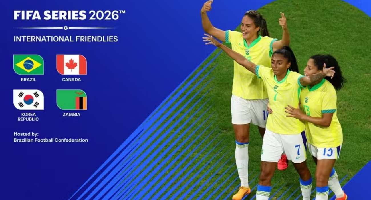 Seleção brasileira feminina durante partida oficial da FIFA Series 2026