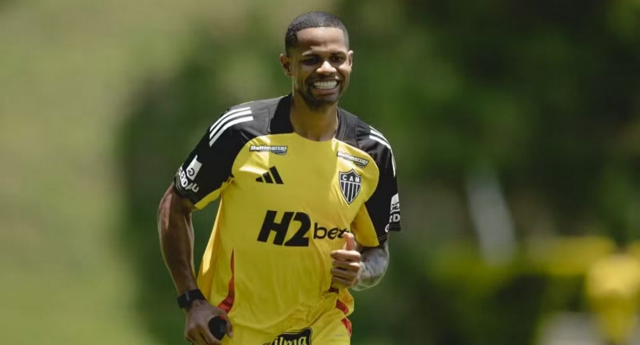 Júnior Santos durante partida pelo Atlético-MG