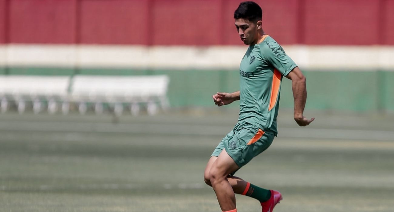 Lezcano em treino do Fluminense no CT Carlos Castilho