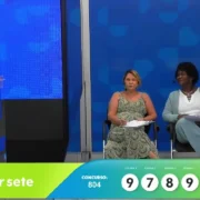 Auditoras do público Isabel Cortez e Jane Melo validam o resultado da extração da Super Sete