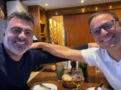 Vitor Junior e Rodrigo Neves durante encontro recente: deputado é convencido pelo prefeito de Niterói a não deixar liderança do PDT na Alerj | Reprodução/Instagram