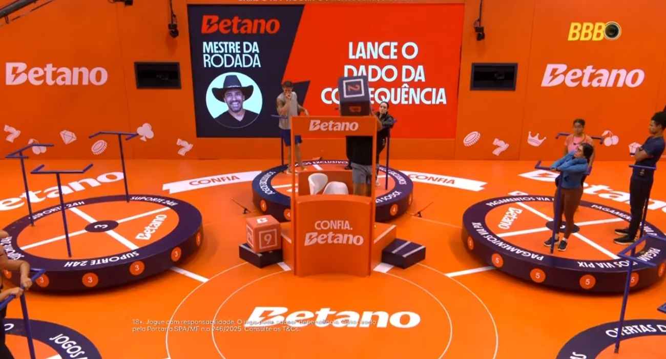 Prova do Líder BBB26 com participantes na plataforma giratória Prova do Líder BBB26 com participantes na plataforma giratória