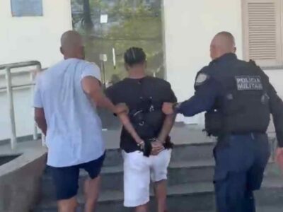 Traficante TH é levado à delegacia de Jurujuba. Foto: Divulgação/Polícia Civil.