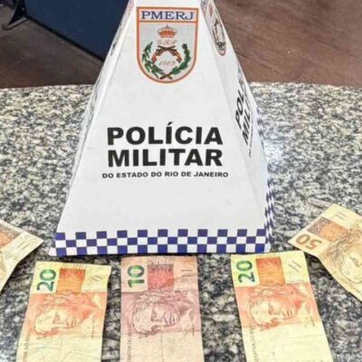 Polícia prendeu suspeito em flagrante com R$ 150. Foto: Divulgação/PM.