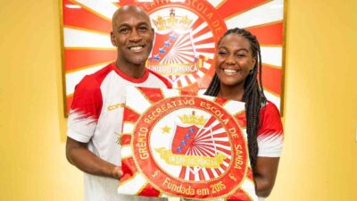 União de Maricá definiu o mestre-sala Luiz Augusto, o Gugu, e a porta-bandeira Lais Lucia como o terceiro casal para o carnaval do ano que vem. Foto: Ney Júnior.