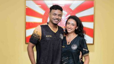 União de Maricá anuncia segundo casal como novidade para 2027, o mestre-sala Leonardo Thomé e a porta-bandeira Stela Maris. Foto: Ney Júnior.