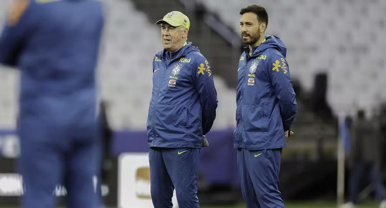 Davide Ancelotti durante atividade da Seleção Brasileira Davide Ancelotti durante atividade da Seleção Brasileira