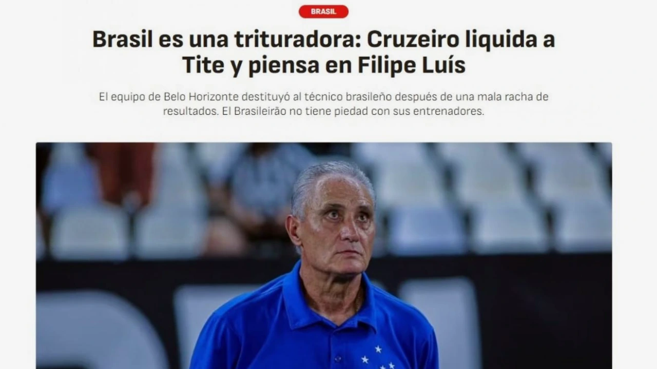 Saída de Tite do Cruzeiro ganhou destaque em jornal da Espanha Saída de Tite do Cruzeiro ganhou destaque em jornal da Espanha
