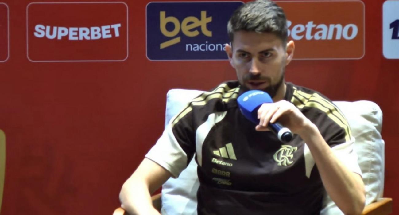 Final do Carioca entre Flamengo e Fluminense e volante do Flamengo, Jorginho, durante entrevista
