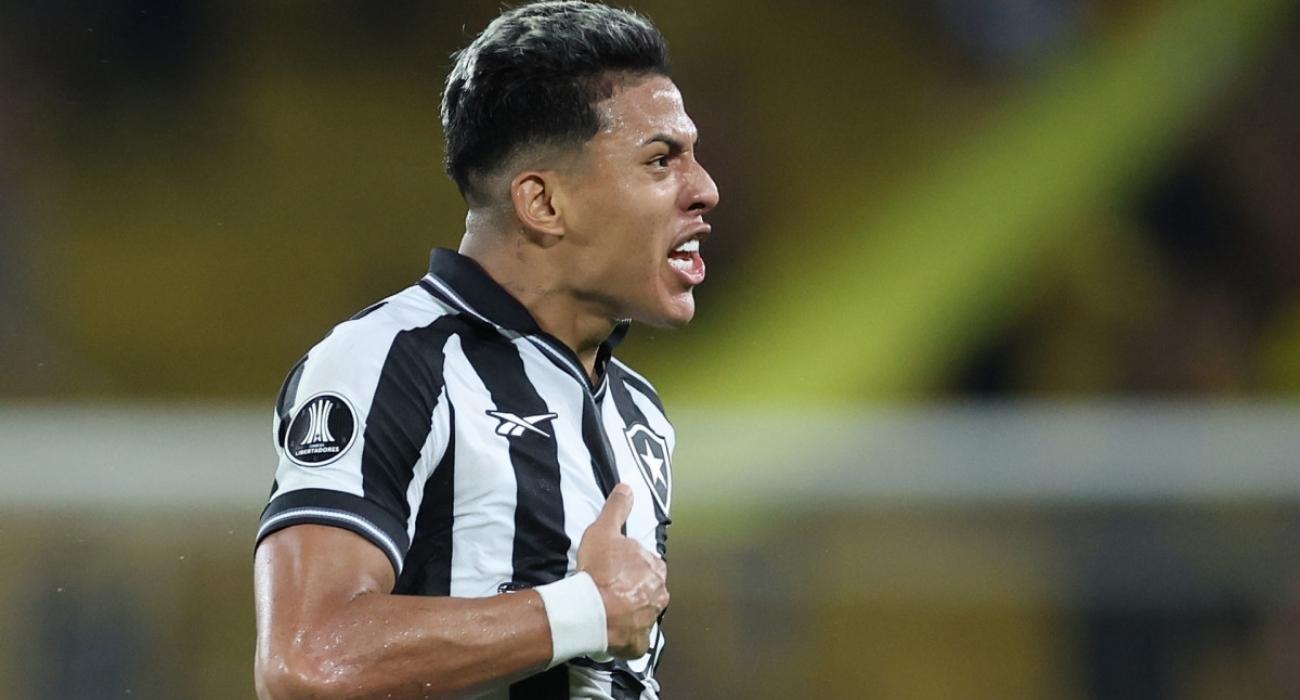 Matheus Martins comemora gol do Botafogo contra o Barcelona de Guayaquil na Libertadores Matheus Martins comemora gol do Botafogo contra o Barcelona de Guayaquil na Libertadores