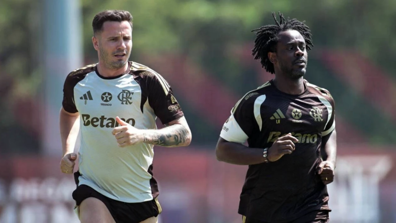 Saúl durante treino de recuperação no Flamengo no campo