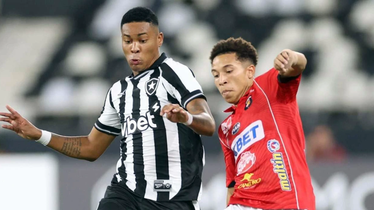 Caio Roque em ação pelo Botafogo contra o Caracas na Sul-Americana